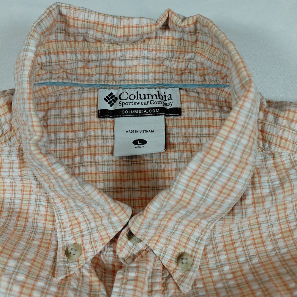 Columbia Sportswear Company Plaid Seersucker S/S Button Up Shirt Mens Large - Picture 3 of 9